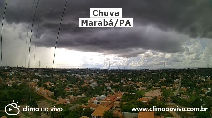 A imagem mostra o avanço de chuva sobre a cidade Marabá, situado no estado do Pará